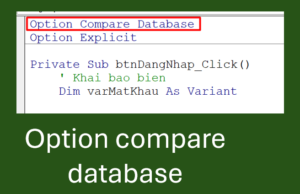 Option compare database trong vba access