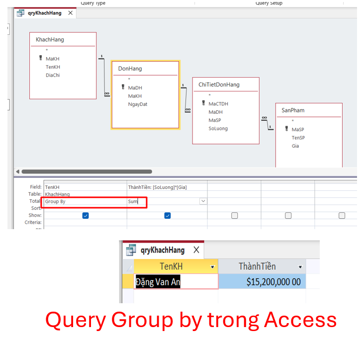 Query Group by trong Access