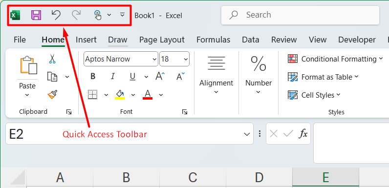 Quick Access Toolbar trong Excel