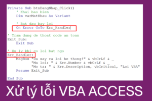 Xử lý lỗi trong VBA Access