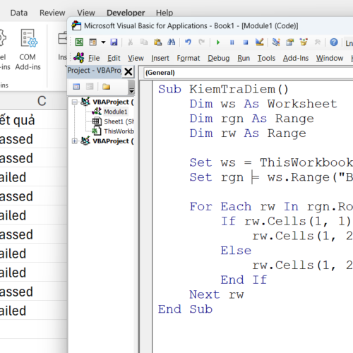 Duyệt từng dòng trong VBA Excel