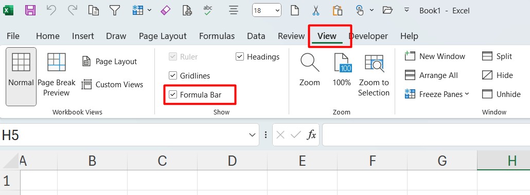 Bật - Tắt Formula Bar trong Excel