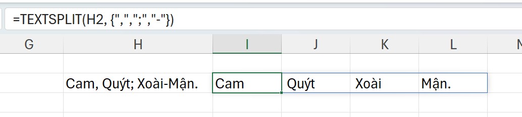 TextSplit-Tách với nhiều ký tự phân cách khác nhau