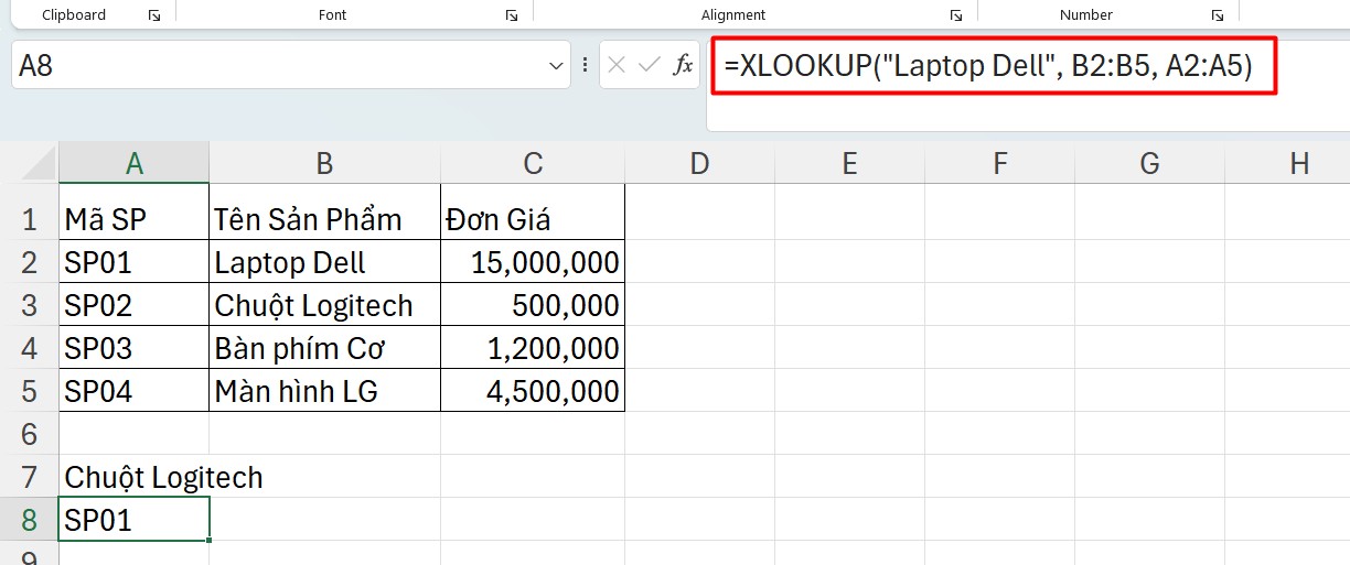 XLOOKUP_Tìm kiếm ngược