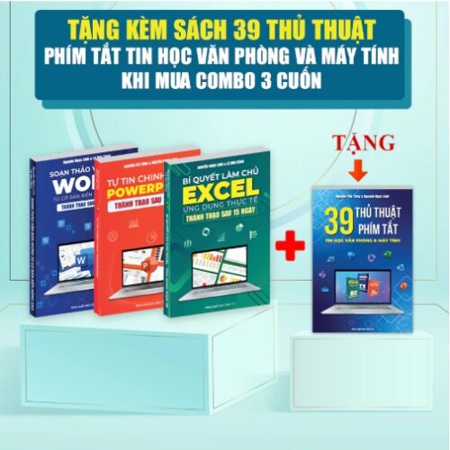 Bộ 4 Cuốn Sách Word - Excel - Powerpoint - 39 Thủ Thuật Phím Tắt, Tặng Video Hướng Dẫn, File Thực Hành, Khoá Học