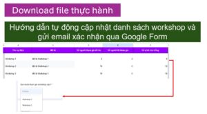 Hướng dẫn tự động cập nhật danh sách workshop và gửi email xác nhận qua Google Form