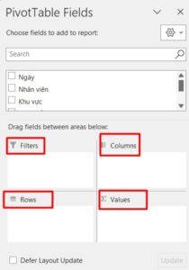Cấu trúc Pivot Table cơ bản